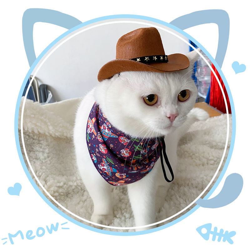 Stylish Pets Cat Cowboy Hat Star Hats For Cats Dogs Soft Adjustable Caps Street Parties Photo Shoots Universal Props Clothing