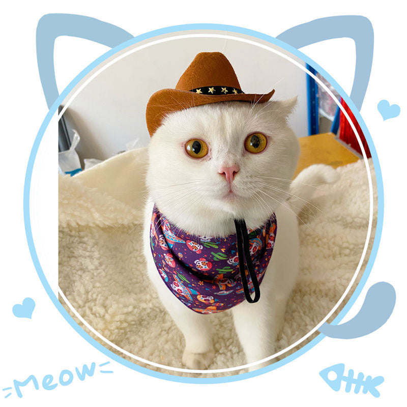 Stylish Pets Cat Cowboy Hat Star Hats For Cats Dogs Soft Adjustable Caps Street Parties Photo Shoots Universal Props Clothing