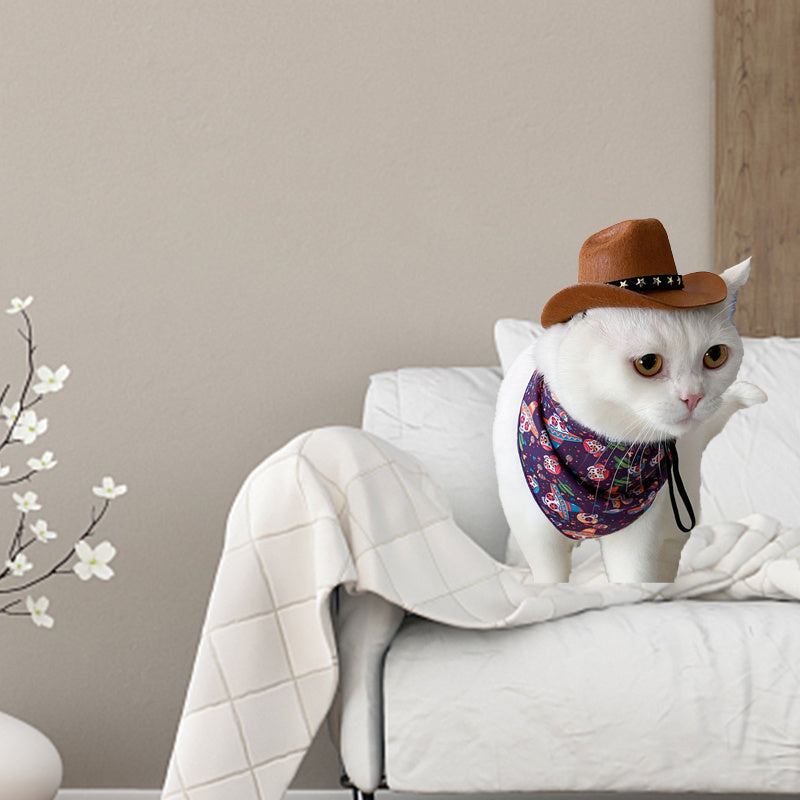 Stylish Pets Cat Cowboy Hat Star Hats For Cats Dogs Soft Adjustable Caps Street Parties Photo Shoots Universal Props Clothing