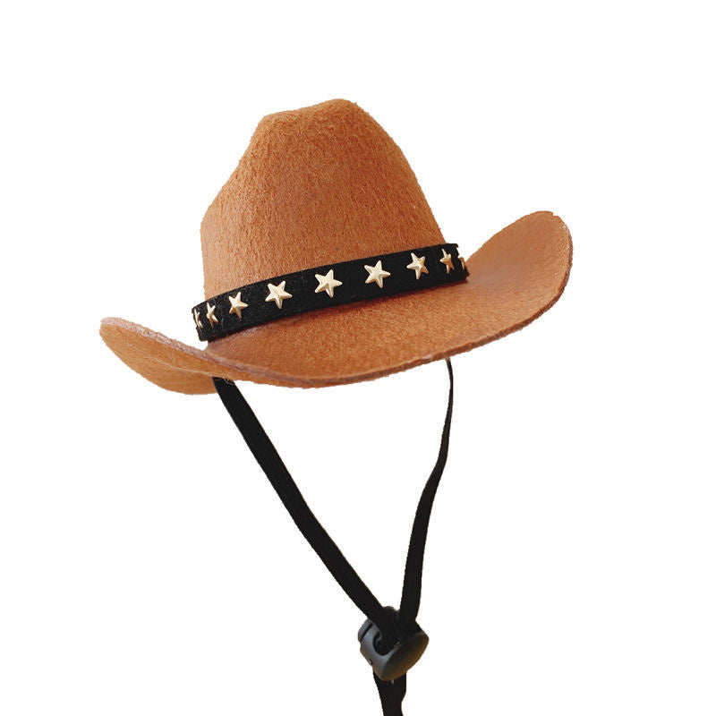 Stylish Pets Cat Cowboy Hat Star Hats For Cats Dogs Soft Adjustable Caps Street Parties Photo Shoots Universal Props Clothing