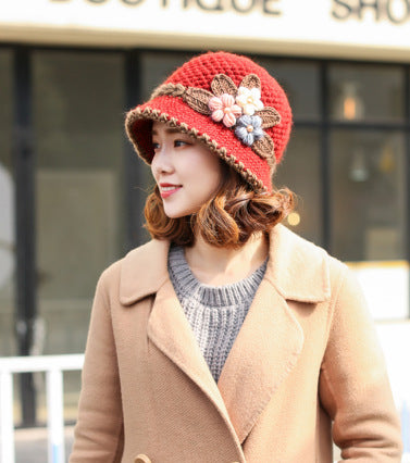 Autumn And Winter Women's Knitted Woolen Cap Warm Ear Protection Windproof Fleece Lining